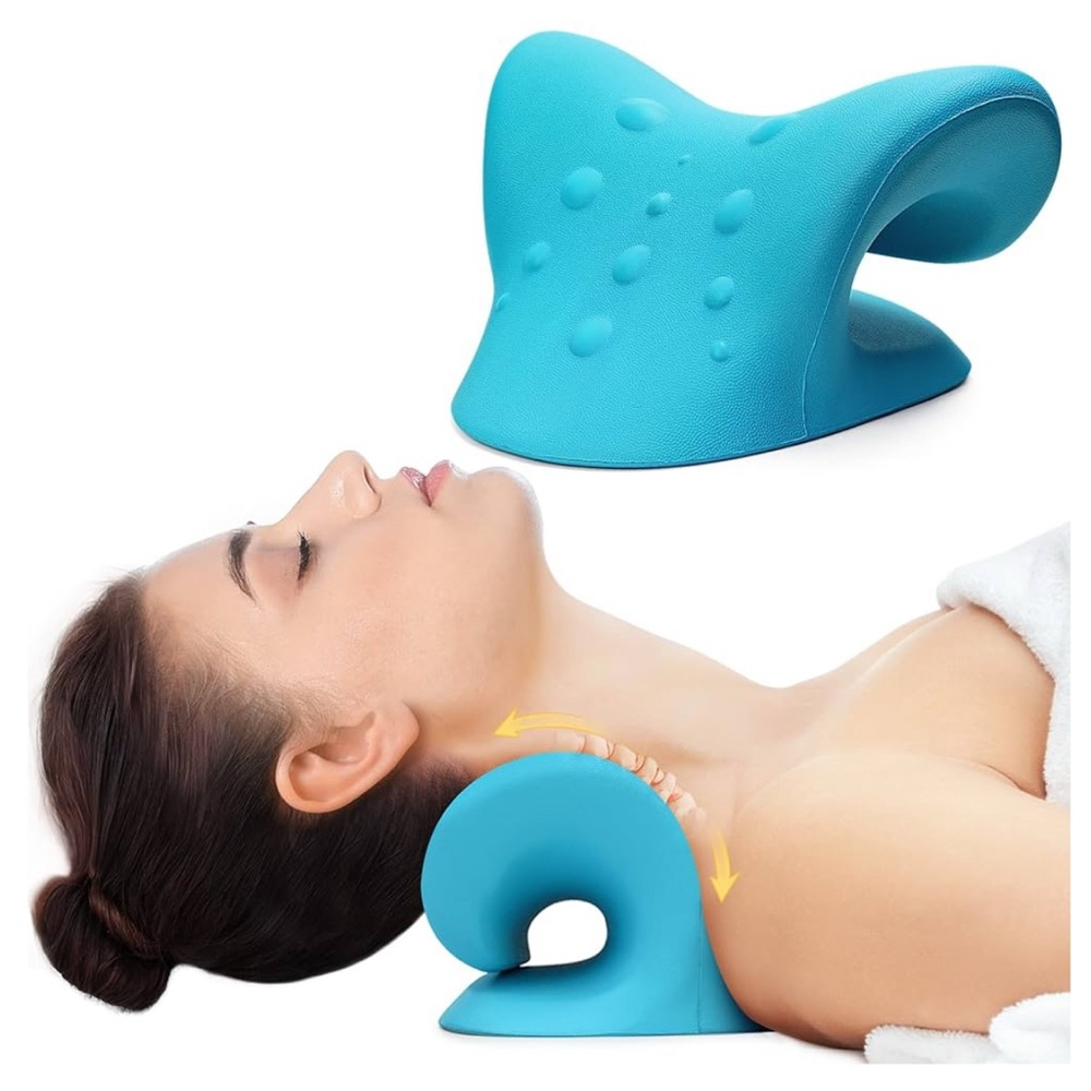 Blue neck support pillow